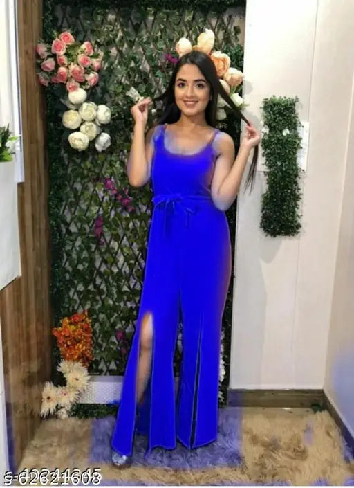 Stylish polyester sleeveless women's jumpsuit in solid color, featuring various sizes S-XL for a flattering fit