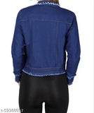 Dark rough denim jacket, solid pattern, long sleeves - India-made everyday style