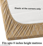 Elastic-fitted Glace Cotton double bedsheet with 2 pillow covers (72x78 inches), ethnically-motifed, ideal for summer