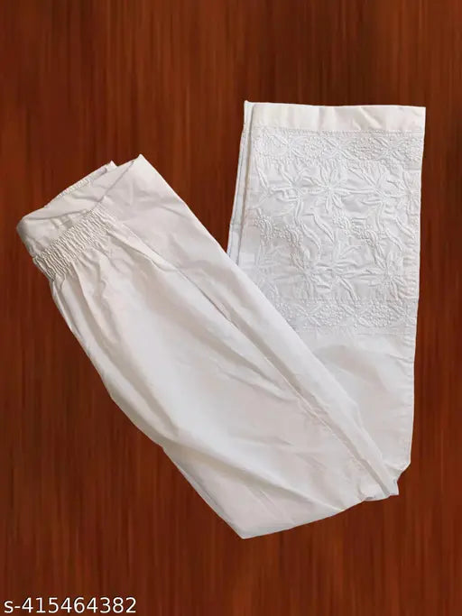 White chikankari pajamas for women
