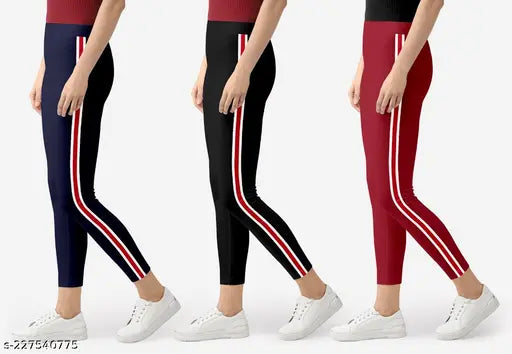 Women's cotton solid-color jeggings - pack of 3 (Sizes: 26, 28, 30, 32, 34, Free Size)