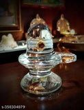 Pure natural sphatika crystal Shivling, 5cm tall religious idol of Lord Shiva, Indian origin