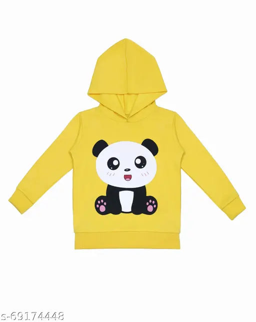 Cotton blend panda print hoodie for girls, soft and comfortable children's clothing, size 2-8 years old, made in India