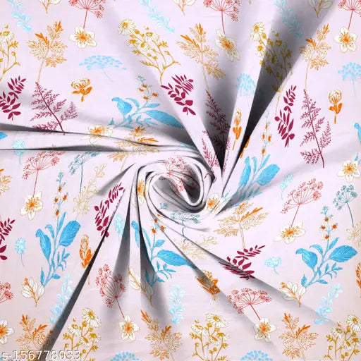 160TC cotton double floral fitted elastic bedsheet, botanical print, ideal for summer, adult use, made in India