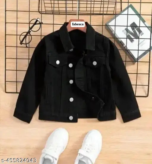 boys & girls black color jacket denim