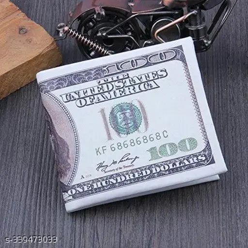 White canvas & leather wallet for men's handmade, printed net design, 2 compartments, comfortably fits in pocket