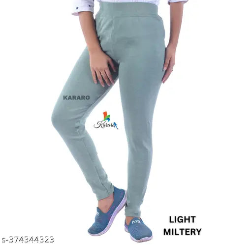 KARARO Women's cotton blend jeggings pack of 4 - OE fabric recycled, trendy, lightweight and comfortable jeans for multiple sizes (26-Free Size) made in India