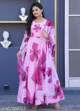 Viscose rayon party wear kurti with floral print dupatta, white, elegant Indian fashion