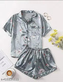 Modern hosiery print nightdress for girls and women, short sleeve style, luxury shirt design - India