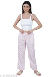 Ladies' fashionable cotton track pants set in a combo pack with printed design, casual style pajamas for women