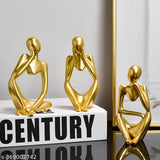 Resin decorative abstract thinker men statue set of 3 (gold, mini size) - perfect for home or office decor, exquisite craftsmanship and advanced material