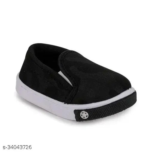 Black casual slip-on shoes with white sole