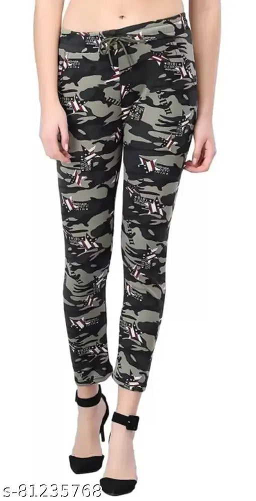 Stretchable striped cotton blend jeggings for women's gym wear, yoga track pants with printed net pattern and stretchable waist sizes from 26-32 inches