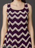 Purple chevron print kameez with heavy lace detailing, embellished embroidery, long-sleeved