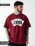 Indian cotton blend baggy drop shoulder t-shirt, oversized print design for men and boys, comfortable for daily wear and active pursuits