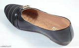 Black synthetic leather flat shoes for formal office wear & casual daily use, Veille Bellies Jutti/Ballet Flats with cushioned comfort and elastic border