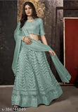 Embroidered net lehenga choli set for EID, semi-stitched with waist size 42m and length 44m, Indian origin