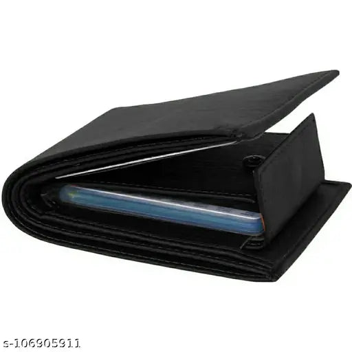 Artificial leather bi-fold Sonrisa Men's wallet, solid pattern, 2 compartments, free size (11x9 cm)
