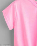 Pink Lycra short-sleeve shirt with double panda printed design, size S (bust 32in, length 18in), from India