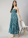 Cotton colorblocked sleeveless designer jumpsuit, Indian designer midi/anarkali look kurti
