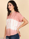 Maaesa rayon slub top in solid color, half sleeves, handcrafted tie-dye masterpiece from India