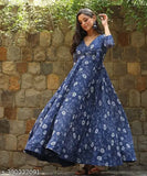 Trendy floral print rayon anarkali kurta for women, three-quarter sleeves, single-size options available from M to 4XL