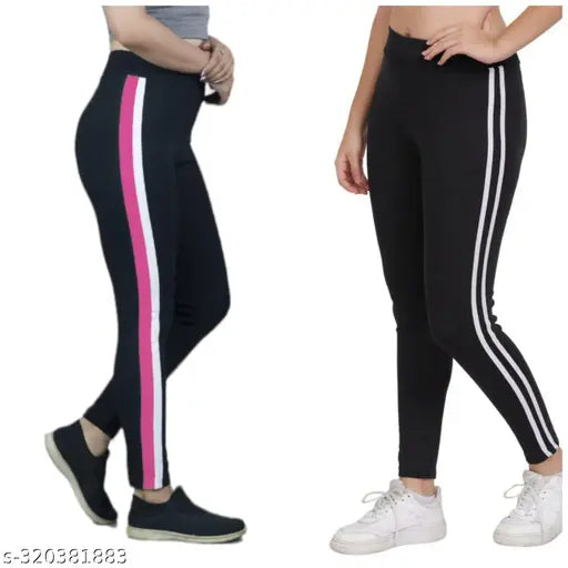 Ankle-length Lycra net gym jeggings pack of 2 for yoga and workout, free size to XL