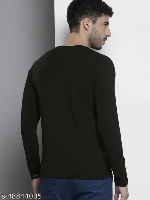 Organic Chics round neck full sleeve solid cotton men's black/white T-shirt combo (S-38, M-40) - high-quality gym wear for style and comfort