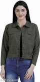 Solid denim, three-quarter sleeve women's denim jacket - trendy & stylish, adds elegance to your wardrobe