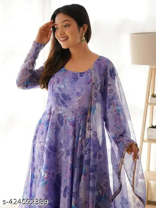 Trendy designer georgette dresses in printed patterns, long sleeves, various sizes available - Indian origin fashion for women