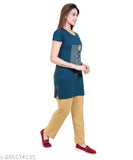 Cotton blend DG night suit with printed net pattern, ideal for hot and humid summers. Available in multiple sizes (M-5XL). Made in India