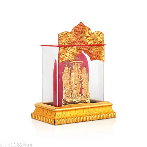 Gold-plated Shree Ram Darbar acrylic frame, Indian religious art for car dashboard or office table