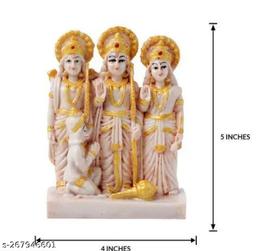 Resin Ram Darbar figurine set: Bhagwan Ram Sita Laxman Hanuman, Indian home decor for puja during Deepawali, Diwali, Ramnavami, Dussehra, or Dasara