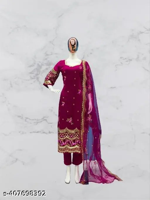 Pink silk kurta set with matching skirt and dupatta