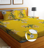 Three-dimensional printed, superfine elastic cotton fitted bedsheets for AC room, ideal for anniversary gift in adult size - double king