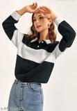 Colorblocked cotton-blend long sleeves women's T-shirt, specially designed for comfort, India origin
