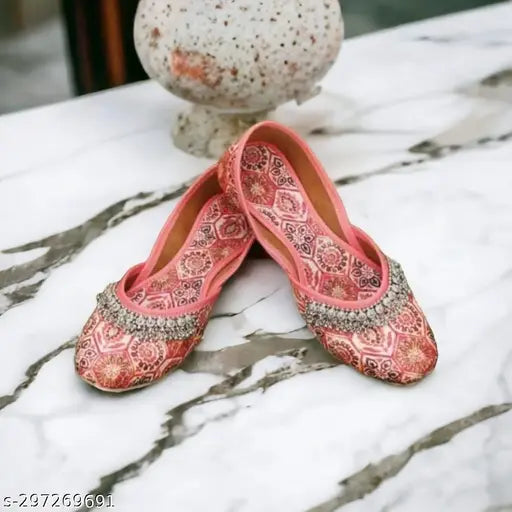 Punjabi Royal Payal Mesh Sole Juti, printed net design for women's ethnic footwear, popular season product in India (Size IND-7: 24cm)