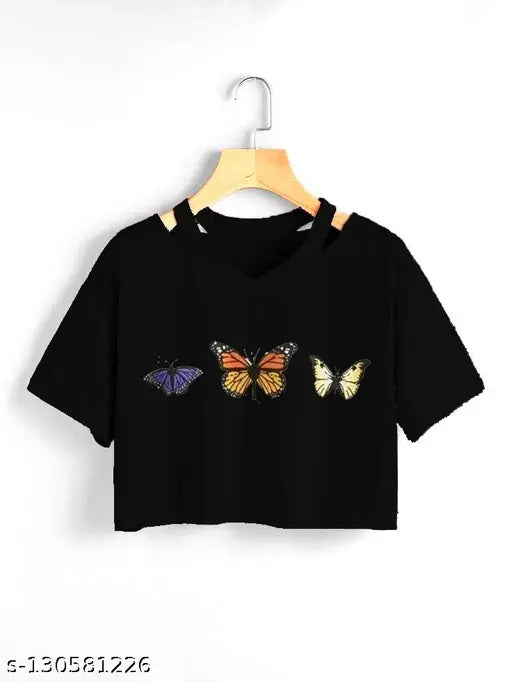 Cotton blend Urbane Retro women's short sleeve T-shirt, vintage print design in sizes S, M, L, XL from India