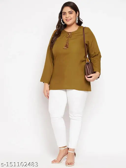 Vinaan Plus Size Solid Rayon Top, stylish & comfortable for XL to 5XL women
