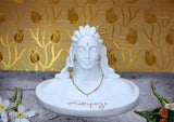 White polyresin Adi Shankara figurine of Lord Shiva, ideal for home decor and spiritual showpiece items
