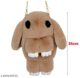 Cute rabbit plush bag, cross-body shoulder sling bag, with zip closure and a long adjustable strap. A fun and fashionable accessory for girls