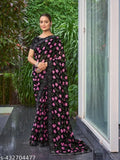 Black and pink patterned Georgette sari