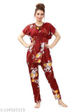 Printed satin kaftan and pyjama set in night suit style, Muskaan brand