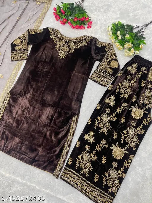 3 pis party wear velvet suit