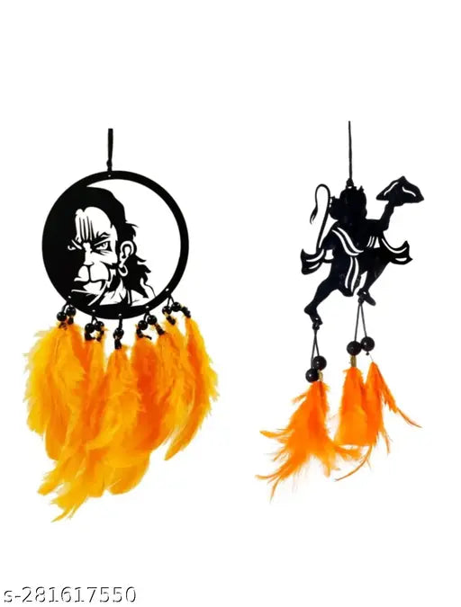 Handcrafted Indian dream catcher featuring Lord Hanuman ji design, ideal for positive vibe, home décor, car hanging, or gift. Vibrant colors vary between each artisan's creation