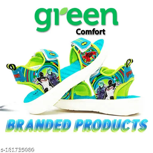 Limited Edition Sea Green/Parrot Green Patent Leather Kids Sandals, Ben 2.0 Adventures theme, age 2-13 years