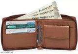 Classic world PU leather bi-fold wallet, solid color, ample storage compartments for cards, coins, and bills. Ideal for daily use and gift-giving. Made in India