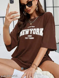 Women's oversized brown t-shirt with NYC design
