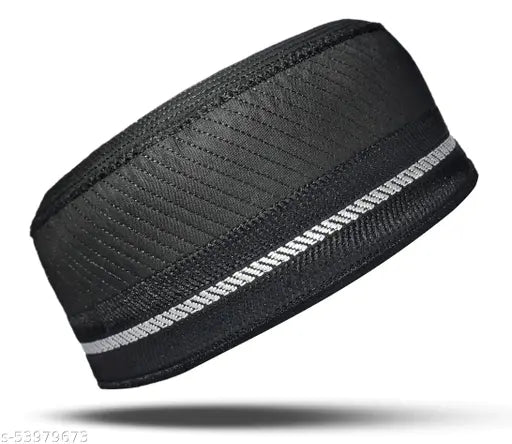 Black cotton traditional Islamic prayer topi/cap, self-designed with cross line and white lining. Authentic, comfortable, washable, and easy to maintain