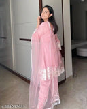 Pink peach cotton kameez kurti with pajama, dupatta, fashionable, designer